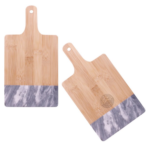 HH2275 Black Marble And Bamboo Cutting Board Wi...